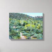 Arizona Desert Hiking Saguaro Cactus Forest 14x11 Canvas Afdruk (Voorkant)