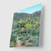 Arizona Desert Hiking Trail Saguaro Cactus Forest Vierkante Klok (Hoek)