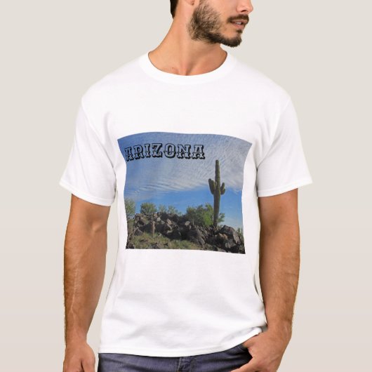 Arizona Desert Landschap Saguaro Cactus Foto T-shirt (Voorkant)