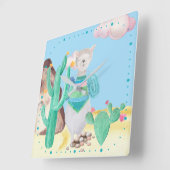 Arizona Desert LIama Cactus Flowers Natuur Vierkante Klok (Hoek)