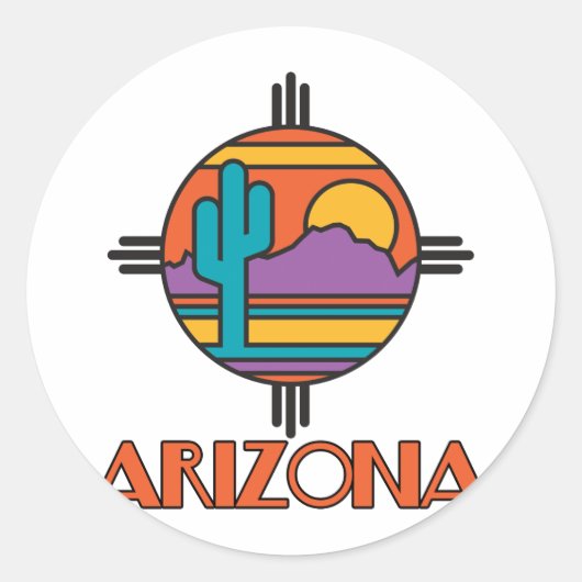 Arizona Desert Mandala Ronde Sticker (Voorkant)