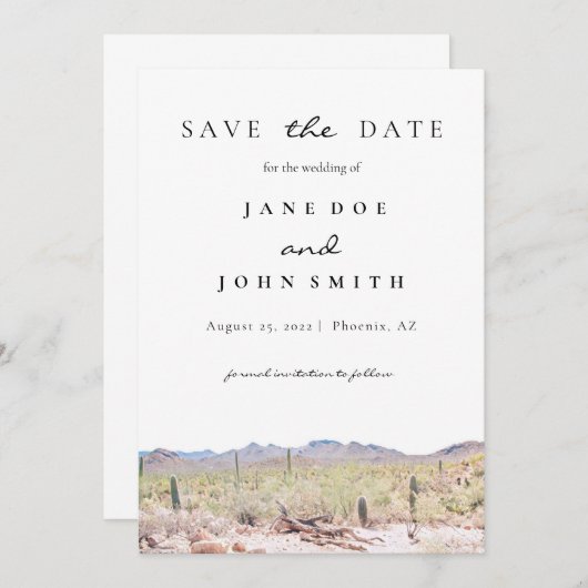 Arizona Desert Mountain Saguaro slaat de datum op Save The Date (Voorkant / Achterkant)