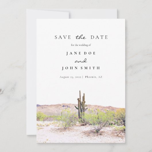 Arizona Desert Mountain Saguaros redt de datum Save The Date (Voorkant)