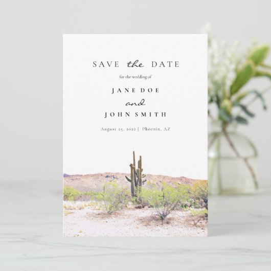 Arizona Desert Mountain Saguaros redt de datum Save The Date (Staand voorkant)