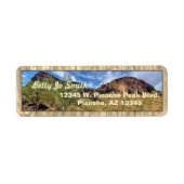Arizona Desert Mountain Scenery Barn Boards Beige Etiket (Voorkant)