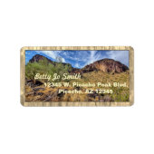Arizona Desert Mountain Scenery Barn Boards Beige Etiket (Voorkant)