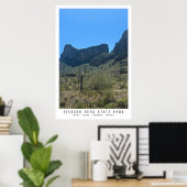 Arizona Desert Picacho Peak Modern Wandelen Fietse Poster (Thuiskantoor)