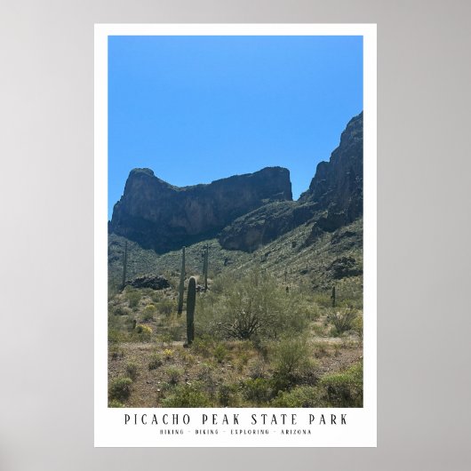 Arizona Desert Picacho Peak Modern Wandelen Fietse Poster (Voorkant)