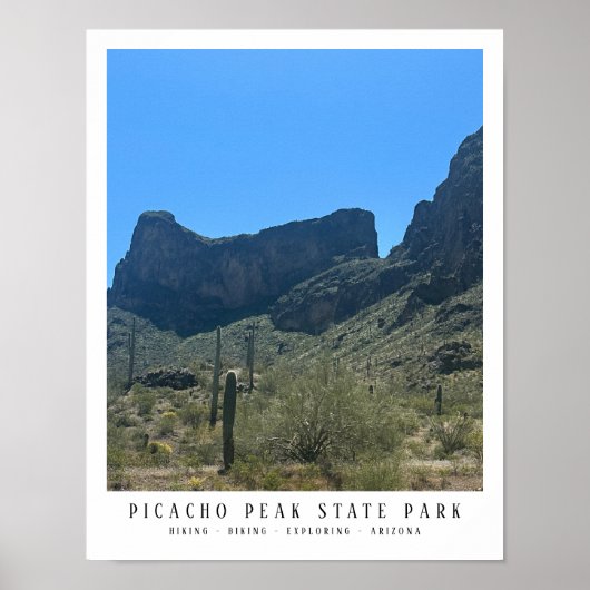 Arizona Desert Picacho Peak Mountains Portretkunst Poster (Voorkant)