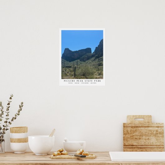 Arizona Desert Picacho Peak Vertical Mountains Art Poster (Keuken)