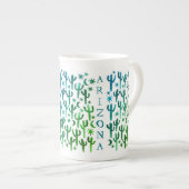 ARIZONA Desert Saguaro Cacti Blauwgroen Groene Wat Porselein Kop (Voorkant rechts)