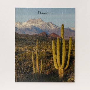 Arizona Desert Saguaro Cacti Snowy Mountain Legpuzzel