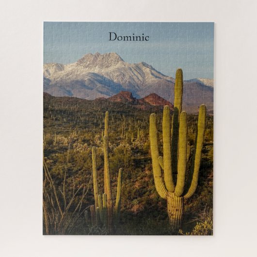 Arizona Desert Saguaro Cacti Snowy Mountain Legpuzzel (Verticaal)