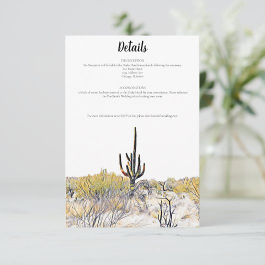 Arizona Desert Saguaro Cactus Kaart Details (Staand voorkant)