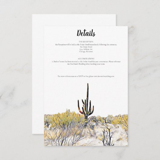 Arizona Desert Saguaro Cactus Kaart Details (Voorkant / Achterkant)