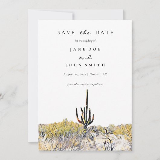 Arizona Desert Saguaro slaat de datum op Save The Date (Voorkant)