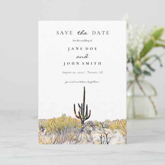 Arizona Desert Saguaro slaat de datum op Save The Date (Staand voorkant)