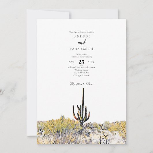 Arizona Desert Saguaro Wedding Uitnodiging (Voorkant)
