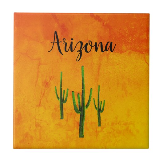 Arizona Desert Southwest Cactus Typography Tegeltje (Voorkant)