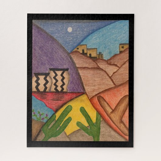 Arizona Desert Southwest Collage Folk Art Legpuzzel (Verticaal)