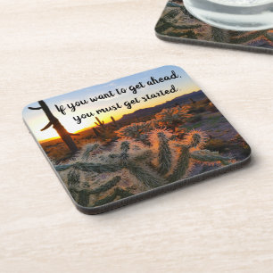 Arizona Desert Sunset Cactus Inspirerend Gezegde Bier Onderzetter