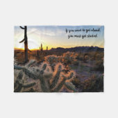 Arizona Desert Sunset Cactus Inspirerend Gezegde Fleece Deken (Voorkant (Horizontaal))