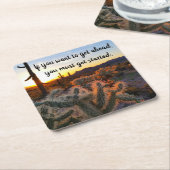 Arizona Desert Sunset Cactus Inspirerend Gezegde Kartonnen Onderzetters (Schuin)