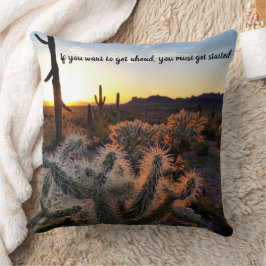 Arizona Desert Sunset Cactus Inspirerend Gezegde Kussen