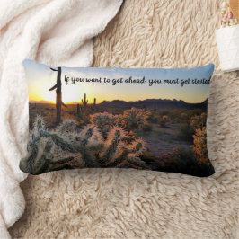 Arizona Desert Sunset Cactus Inspirerend Gezegde Kussen