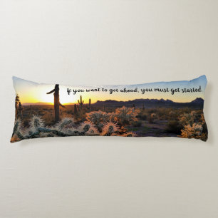 Arizona Desert Sunset Cactus Inspirerend Gezegde Lichaamskussen