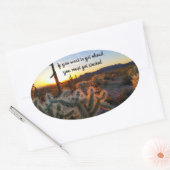 Arizona Desert Sunset Cactus Inspirerend Gezegde Ovale Sticker (Envelop)
