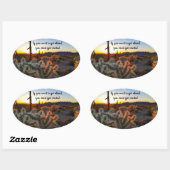 Arizona Desert Sunset Cactus Inspirerend Gezegde Ovale Sticker (Vel)