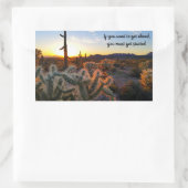 Arizona Desert Sunset Cactus Inspirerend Gezegde Rechthoekige Sticker (Tas)