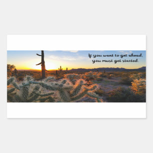 Arizona Desert Sunset Cactus Inspirerend Gezegde Rechthoekige Sticker