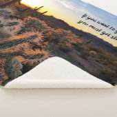 Arizona Desert Sunset Cactus Inspirerend Gezegde Sherpa Deken (3/4)