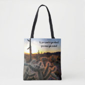Arizona Desert Sunset Cactus Inspirerend Gezegde Tote Bag (Voorkant)