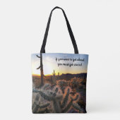 Arizona Desert Sunset Cactus Inspirerend Gezegde Tote Bag (Achterkant)