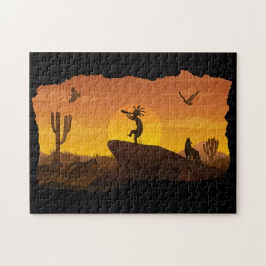 Arizona Desert Sunset Kokopelli Legpuzzel (Horizontaal)