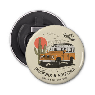 Arizona Desert Sunset Road Trip Cactus Phoenix Button Flesopener
