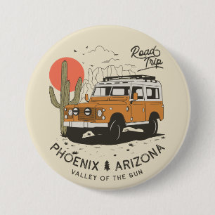 Arizona Desert Sunset Road Trip Cactus Phoenix Ronde Button 7,6 Cm