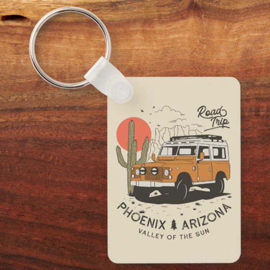 Arizona Desert Sunset Road Trip Cactus Phoenix Sleutelhanger (Voorkant)