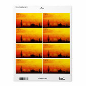 Arizona Desert Sunset Yellow Red Sinaasappel Cactu Etiket (Full Sheet)