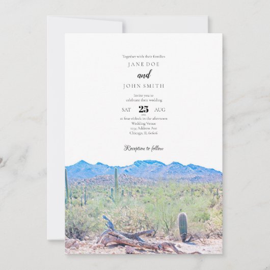 Arizona Desert Wedding Invitation Kaart (Voorkant)