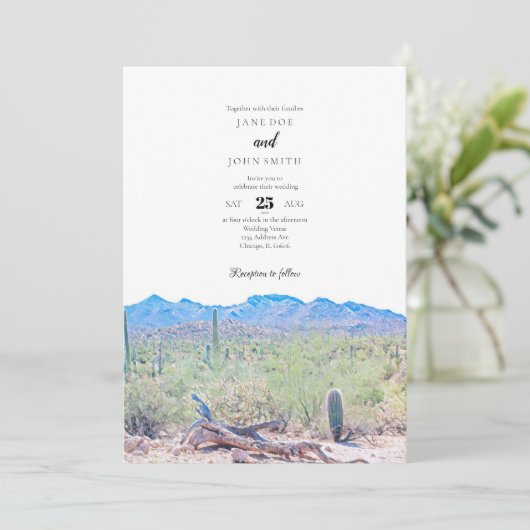 Arizona Desert Wedding Invitation Kaart (Staand voorkant)