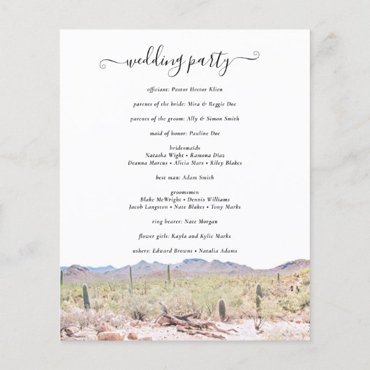 Arizona Desert Wedding Program Flyer (Achterkant)