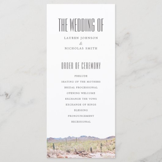 Arizona Desert Wedding Program Programmakaart (Voorkant)