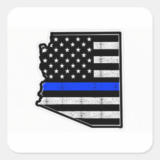 Arizona dunne blauwe lijn vierkante sticker