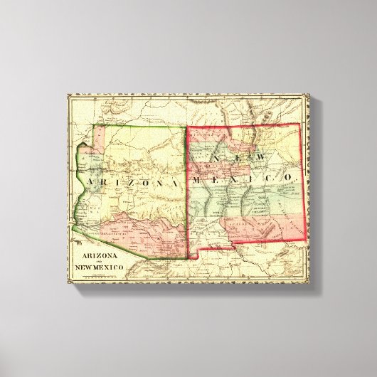 Arizona en New MexicoPanoramic Map Canvas Afdruk (Voorkant)