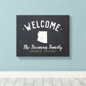 Arizona Familie Monogram Welkomstbord Canvas Afdruk (Insitu (Houten vloer))