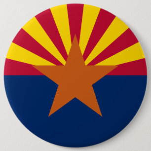 Arizona Flag, Amerikaan de kopperstaat Ronde Button 6,0 Cm